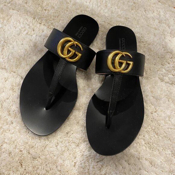 Gucci Leather Thong Sandal with Double G - Picture 2 of 5